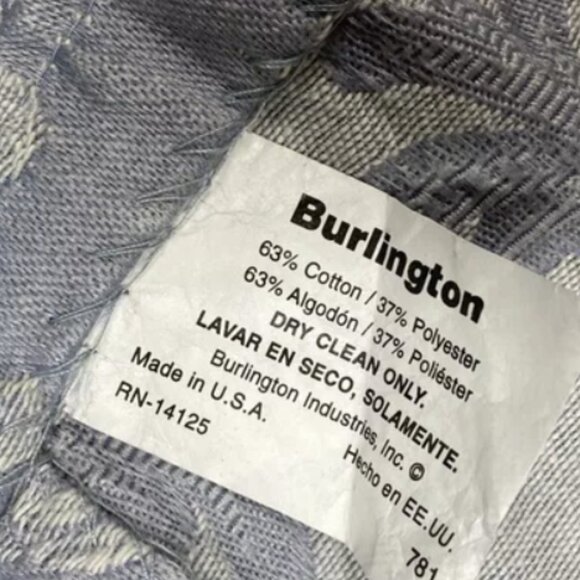 1 Vintage Burlington Curtain Tab Top Panel 80 Long Light Blue White Embroidered - Picture 5 of 9